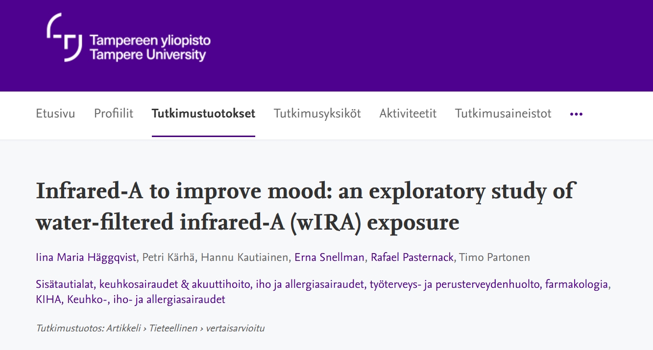 Infrared-A to improve mood: an exploratory study ofwater-fltered infrared-A (wIRA) exposure